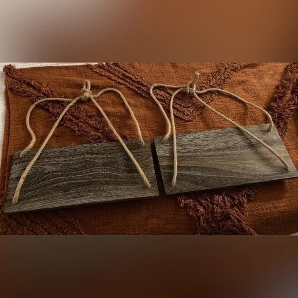Boho Rustic Wall Hanging Wood Floating Shelves, Set of 2